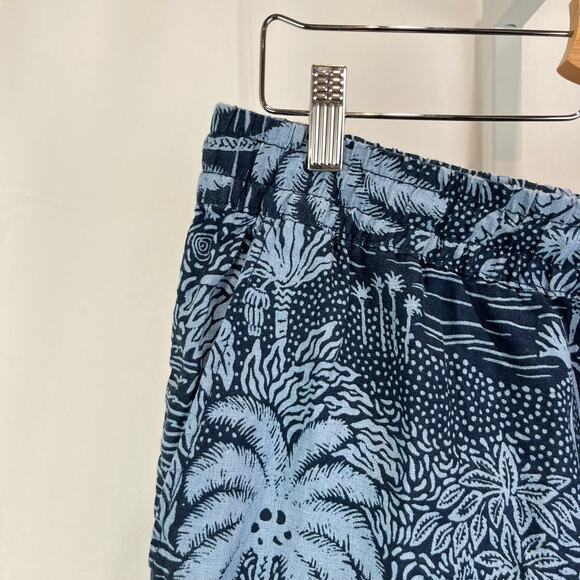 DESMOND & DEMPSEY X H&M Womens 10 Pull On Linen Pants Dark Blue Landscape Print - Picture 5 of 9